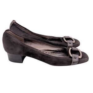 Juicy‎ Couture Vintage made in Italy Suede Brown square toe Pumps shoes 7